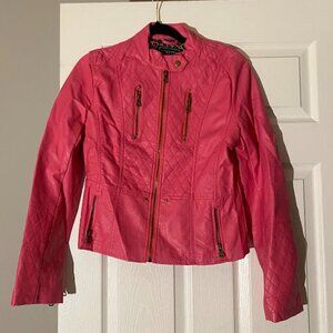 C'est Toi brand women's pink faux leather jacket, size L